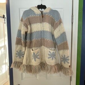 Kyber Outerwear women's 100% wool, fleece-lined, hooded sweater jacket - Large